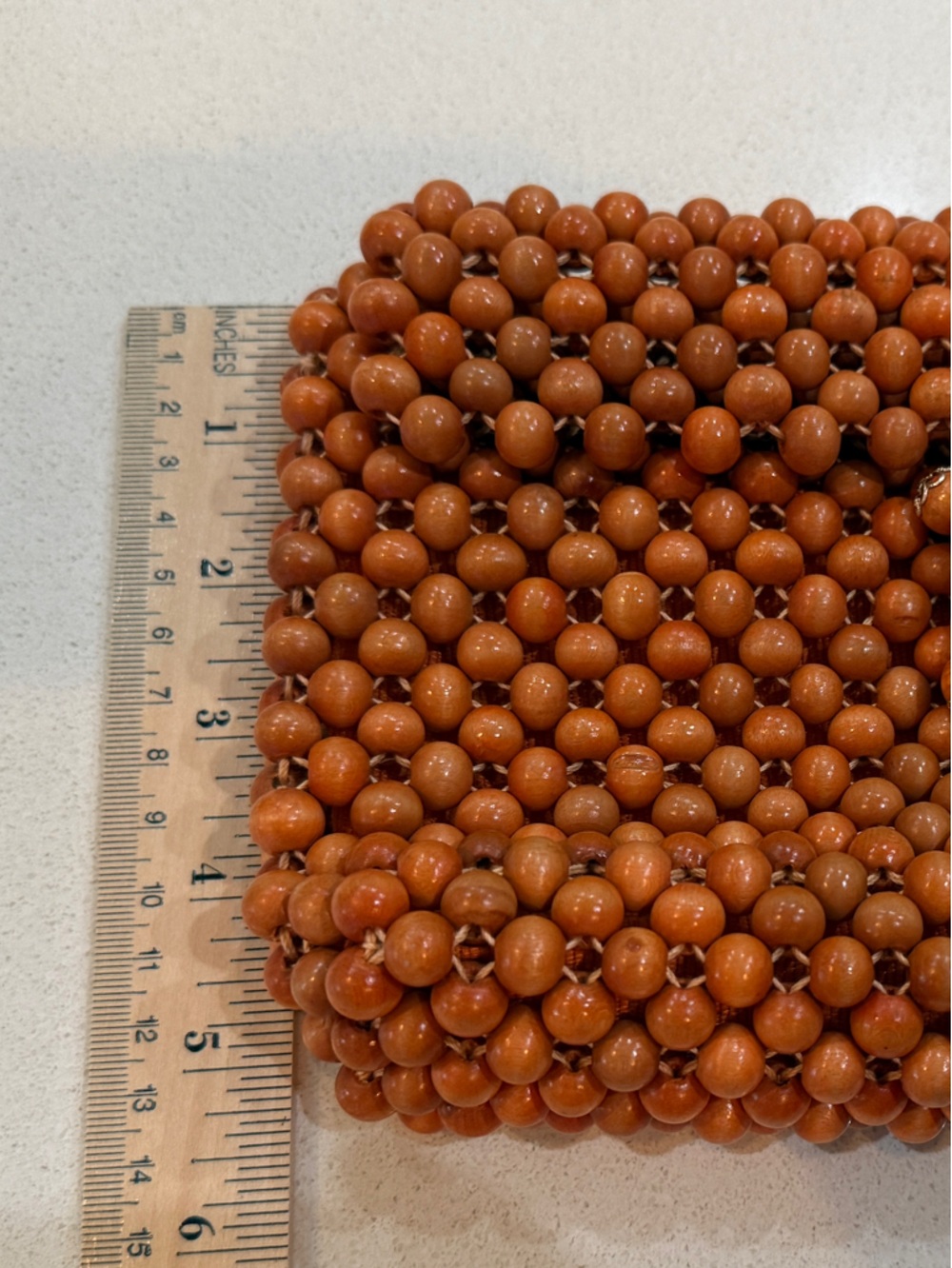 Wood Beaded Orange Clutch with Charm Accent - Picture 7 of 8
